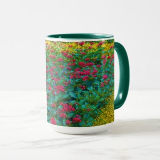 Mixed Flower Garden/Bright red, yellows and green 