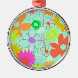 Mixed Flowers Metal Ornament