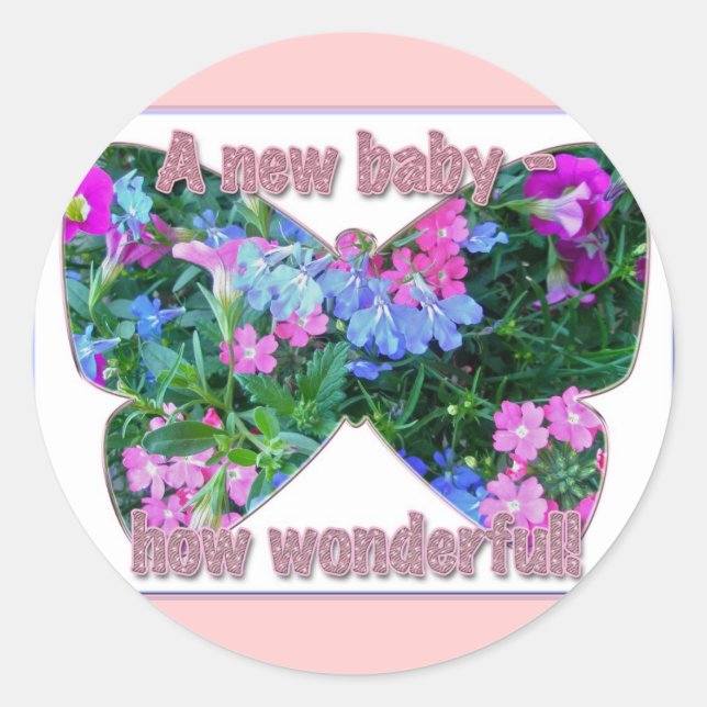 Mixed Flowers New Baby Congratulations Sticker (Front)