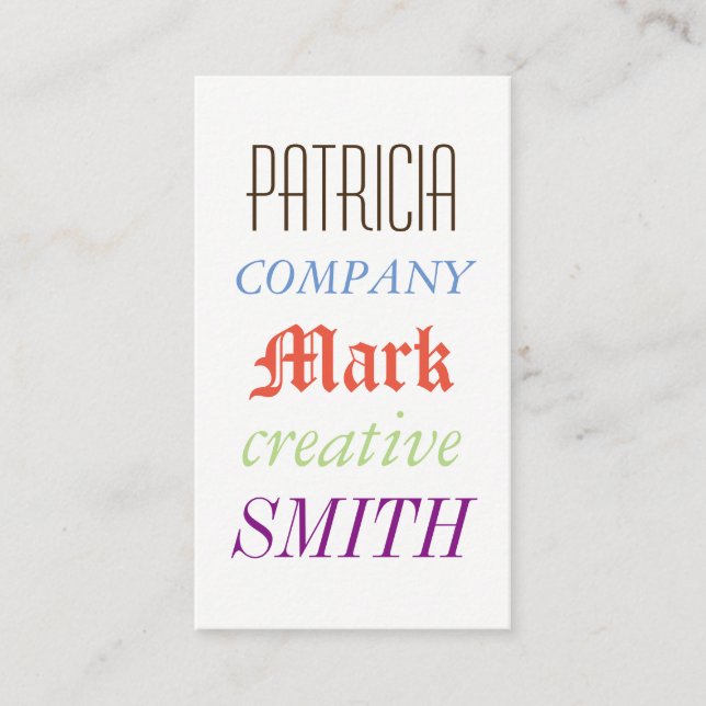 Mixed Fonts (colorful) Business Card (Front)