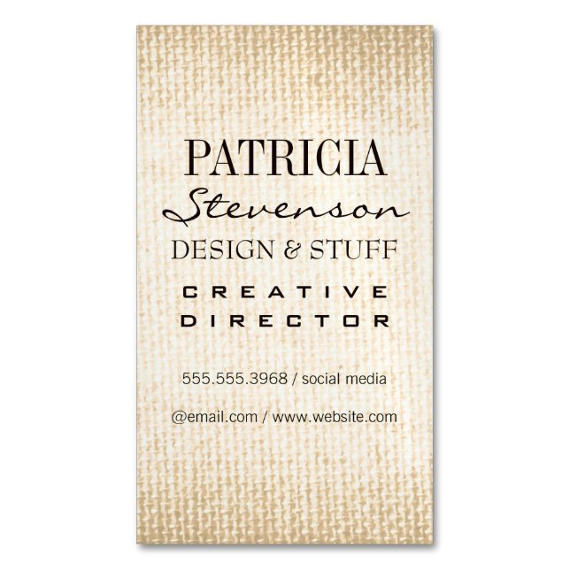 Mixed Fonts / Sepia Texture Business Card Magnet (Front Vertical)