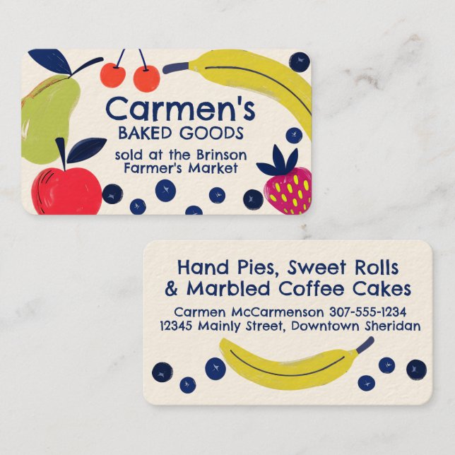 Mixed fruit baking bakery baked goods confections  business card (Front/Back)