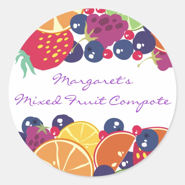 Mixed fruit berries jam canning label (Front)