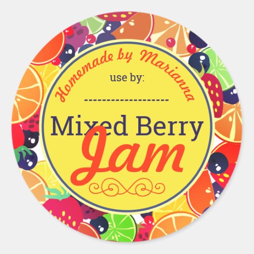 Mixed fruit berries jam pie filling canning label
