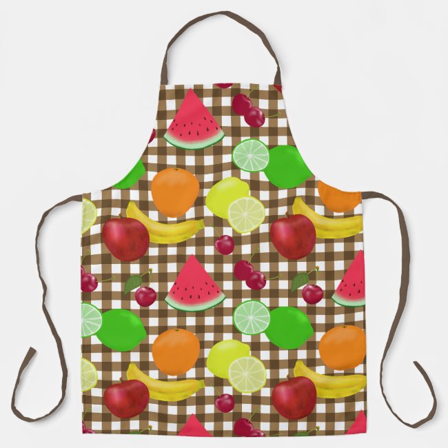 Mixed Fruit Brown and White Gingham Check