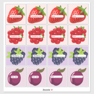 Mixed Fruit Jam Labels Custom Vinyl Sticker Sheet