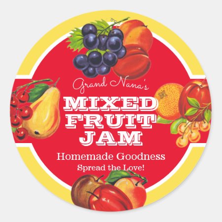 Mixed Fruit Jam Vintage Label Preserve Label