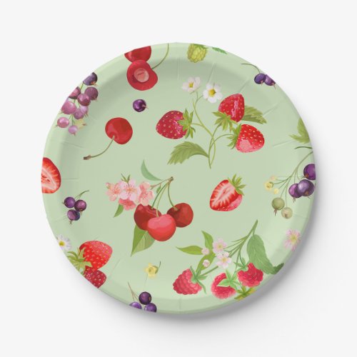 Mixed Fruit Pastel Green  Paper Plates