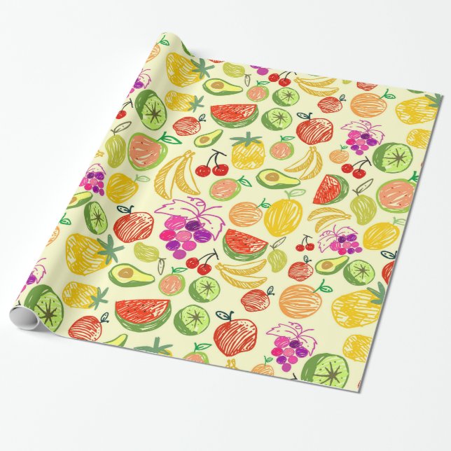 Mixed fruit wrapping paper (Unrolled)