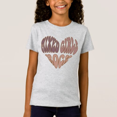 Mixed Girls Rock Biracial Multicultural Heart T_Shirt