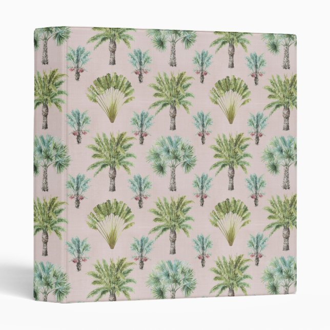 Mixed Green Palm Trees 3 Ring Binder (Front/Spine)
