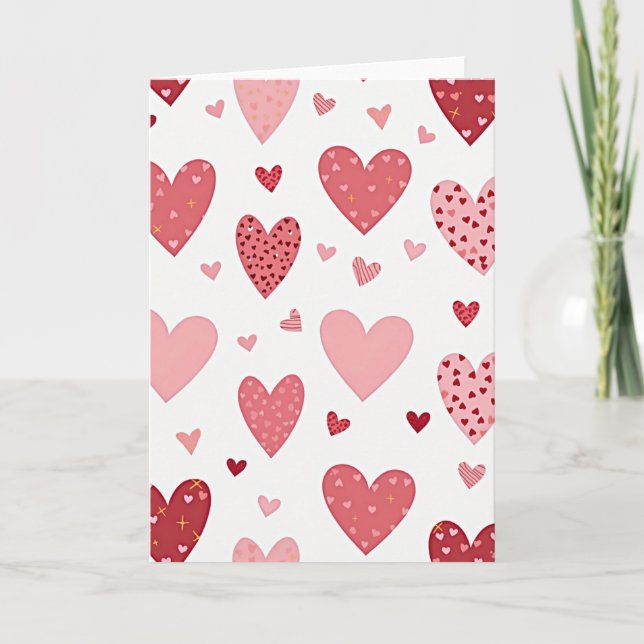 Mixed Hearts Pattern Card (Front)
