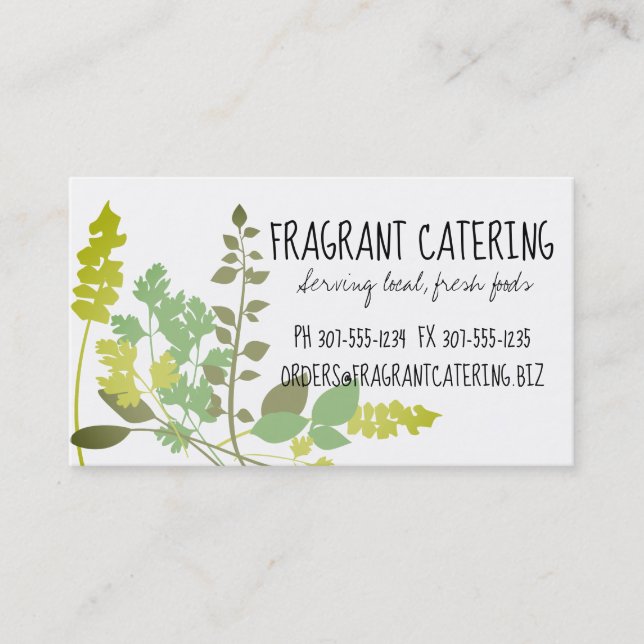 Mixed herbs culinary chef catering business card (Front)