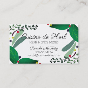Mixed herbs spices chef catering business cards
