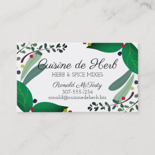 Mixed herbs spices chef catering business cards
