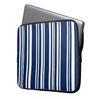 Mixed Indigo and White Stripes Laptop Sleeve