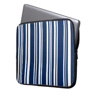 Mixed Indigo and White Stripes Laptop Sleeve