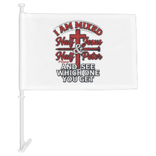 Mixed Jesus and Peter Vintage Christian Humor Car Flag