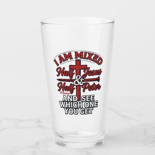 Mixed Jesus and Peter Vintage Christian Humor Glass
