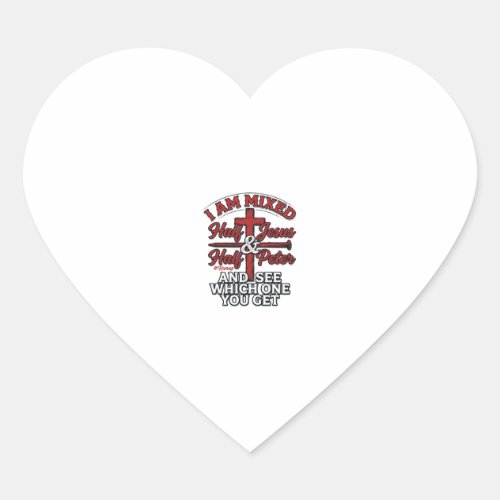 Mixed Jesus and Peter Vintage Christian Humor Heart Sticker