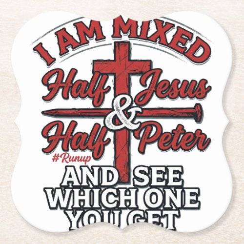 Mixed Jesus and Peter Vintage Christian Humor Paper Coaster