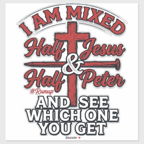 Mixed Jesus and Peter Vintage Christian Humor Sticker