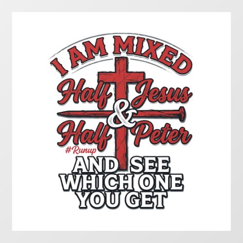 Mixed Jesus and Peter Vintage Christian Humor Window Cling