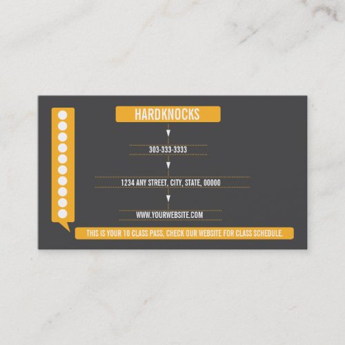 Mixed Martial Art Business Card 10 Class Pass Card