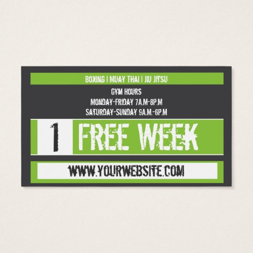 Mixed Martial Art Business Card Free Week Card