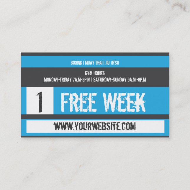Mixed Martial Art Business Card Free Week Card (Back)