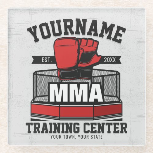 Mixed Martial Arts ADD NAME MMA Fight Training Glass Coaster