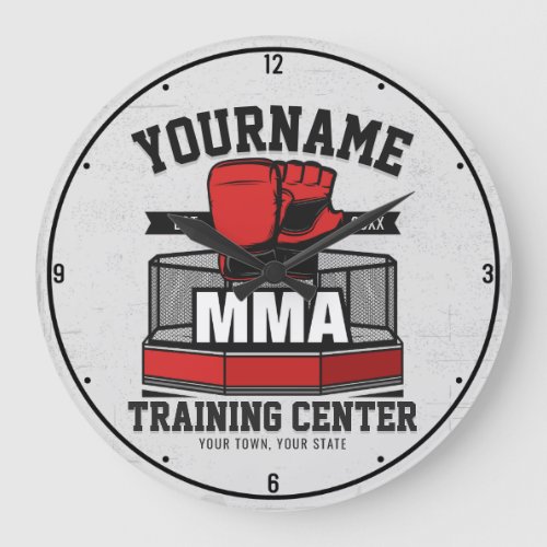 Mixed Martial Arts ADD NAME MMA Fight Training Large Clock