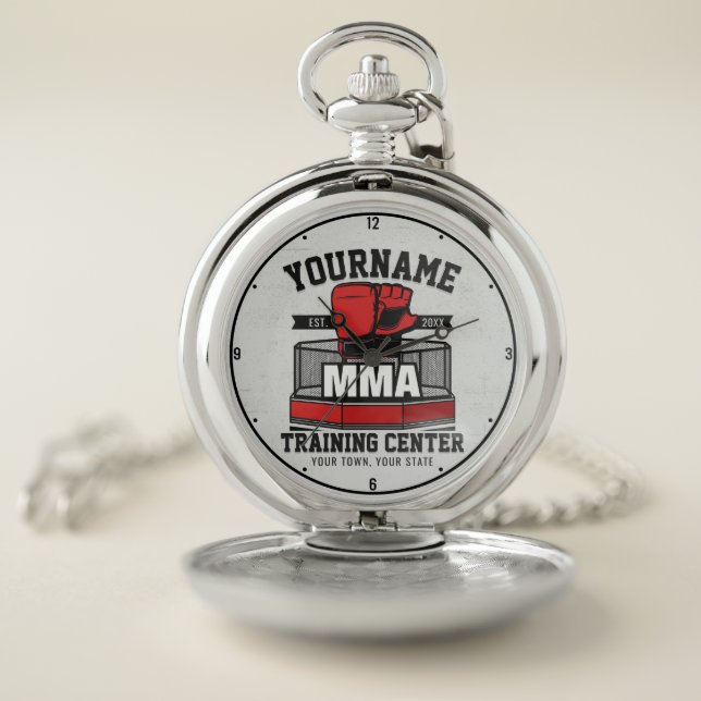 Mixed Martial Arts ADD NAME MMA Fight Training Pocket Watch (Inside)