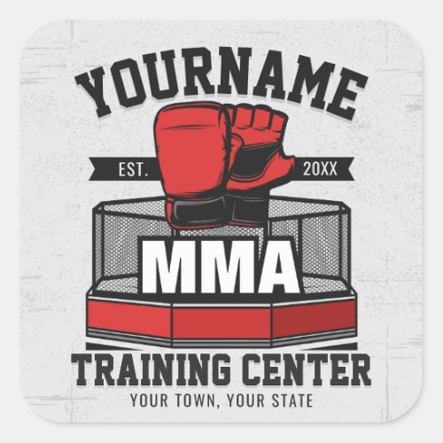 Mixed Martial Arts ADD NAME MMA Fight Training Square Sticker