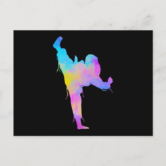 Mixed Martial Arts Colorful Silhouette for Girls Postcard (Front)