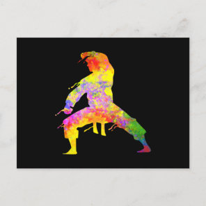Mixed Martial Arts Colorful Silhouette for Kids Postcard