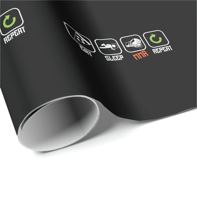 Mixed martial arts "Eat, Sleep, MMA, Repeat" Wrapping Paper (Roll Corner)