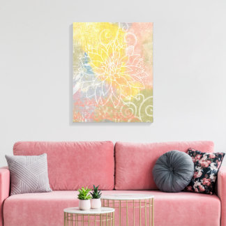 Mixed Media Abstract Flower  Canvas Print