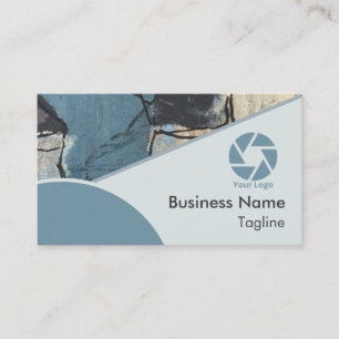 Mixed Media Abstract Gray Grey Blue QR Code Logo Business Card