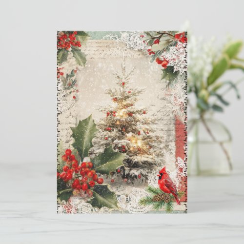 Mixed Media Abstract Vintage Style Christmas Card