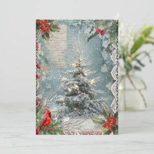 Mixed Media Abstract Vintage Style Christmas Card