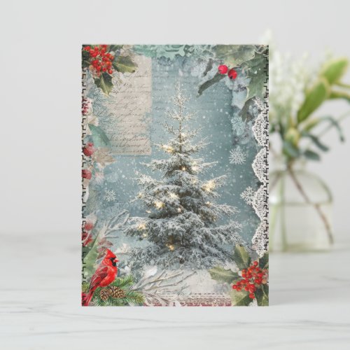 Mixed Media Abstract Vintage Style Christmas Card