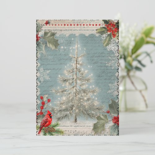 Mixed Media Abstract Vintage Style Christmas Card