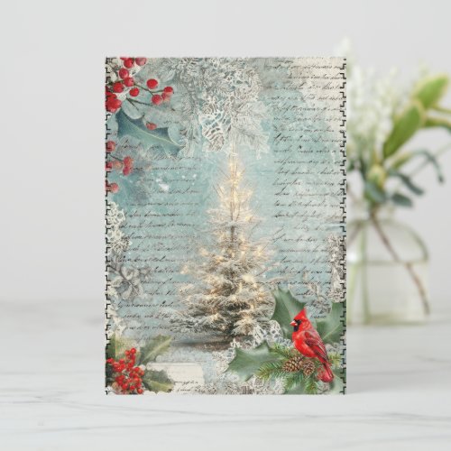 Mixed Media Abstract Vintage Style Christmas Card