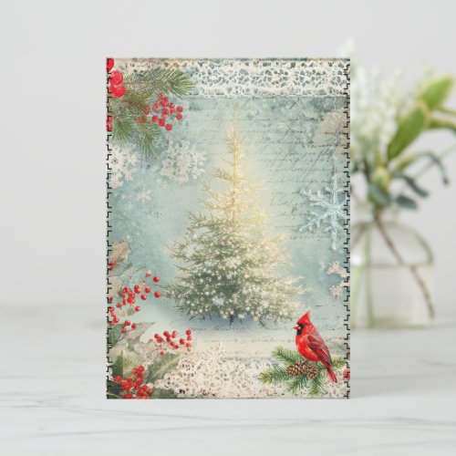 Mixed Media Abstract Vintage Style Christmas Card