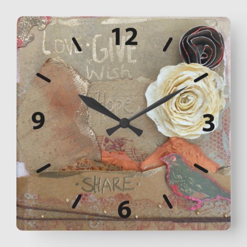 Mixed Media Art Quote Clock