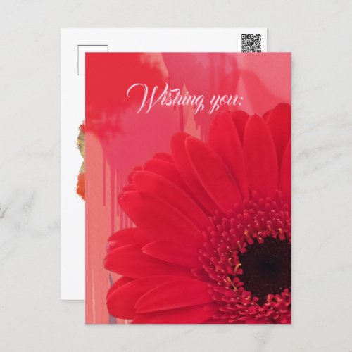Mixed_media art with Gerbera flowers  custom text Postcard