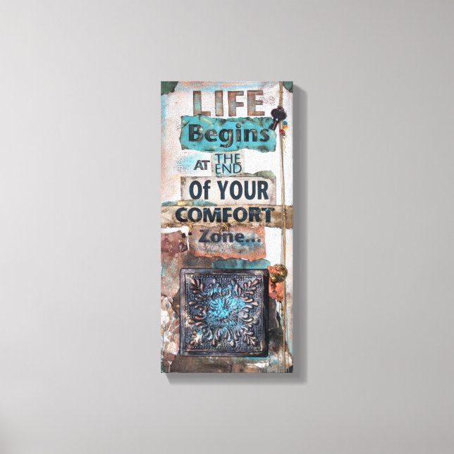 Mixed Media Art with Life Quote | Wrapped Canvas Print (Front)