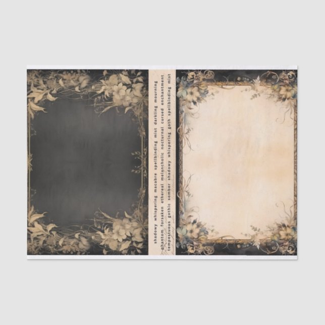 Mixed Media Artist Junk Journal Dark Gothic Tissue Paper (Front)