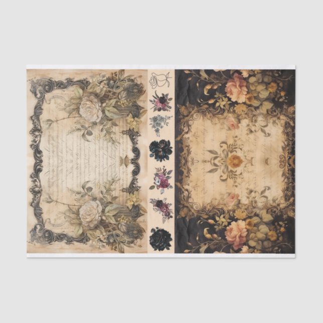 Mixed Media Artist Junk Journal Dark Gothic Tissue Paper (Front)